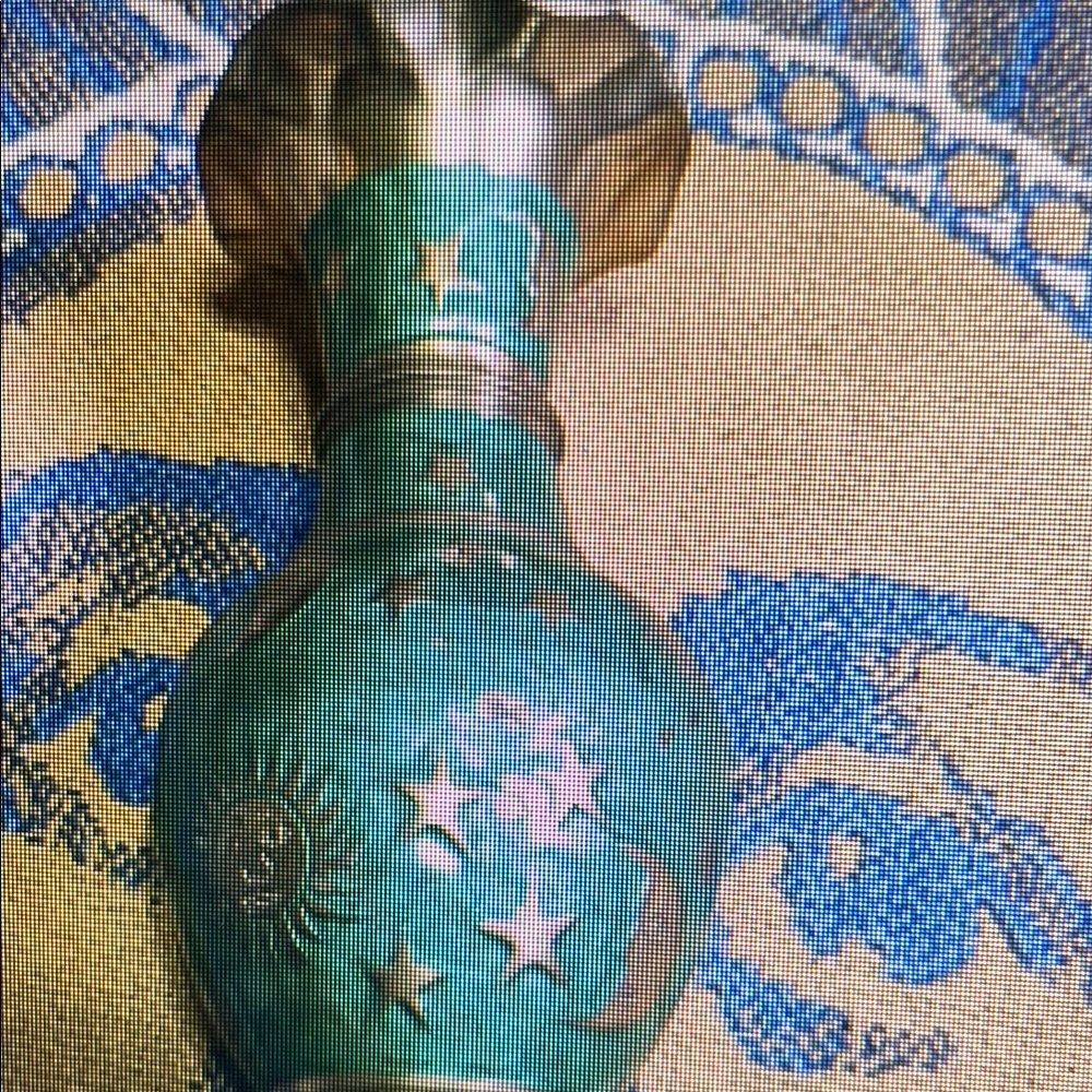 Decorative Turquoise and Silver Vase